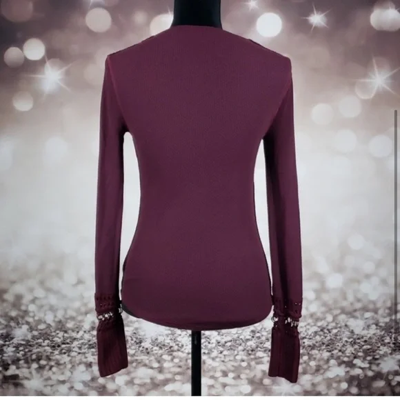 New Free People Sweet Thang Thermal grommets Maroon Large also fits medium - Picture 3 of 5